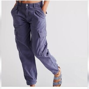 Free People Sz 8 Blue Cargo Pants Boho Euc
